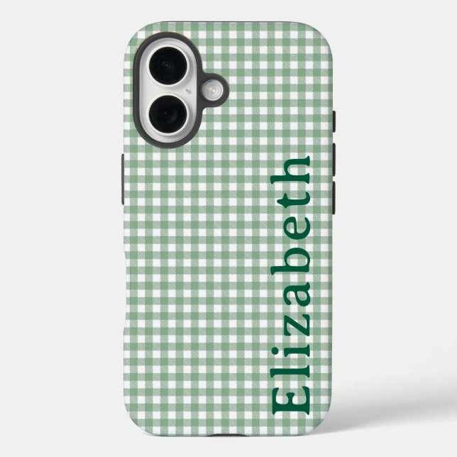 Funda iPhone 16 Cute Retro Gingham Plaid Personalized  (Reverso )
