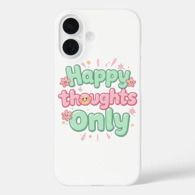 Funda iPhone 16 Cute Retro "Happy Thoughts Only" (Reverso )