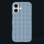 Funda iPhone 16 Cute retro Navy Blue Gingham Plaid Pattern<br><div class="desc">Cuto retro Navy azul Gingham Plaid Pattern Estuche para teléfono</div>