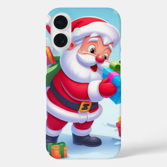 Funda iPhone 16 Cute Santa y Snowman (Reverso )