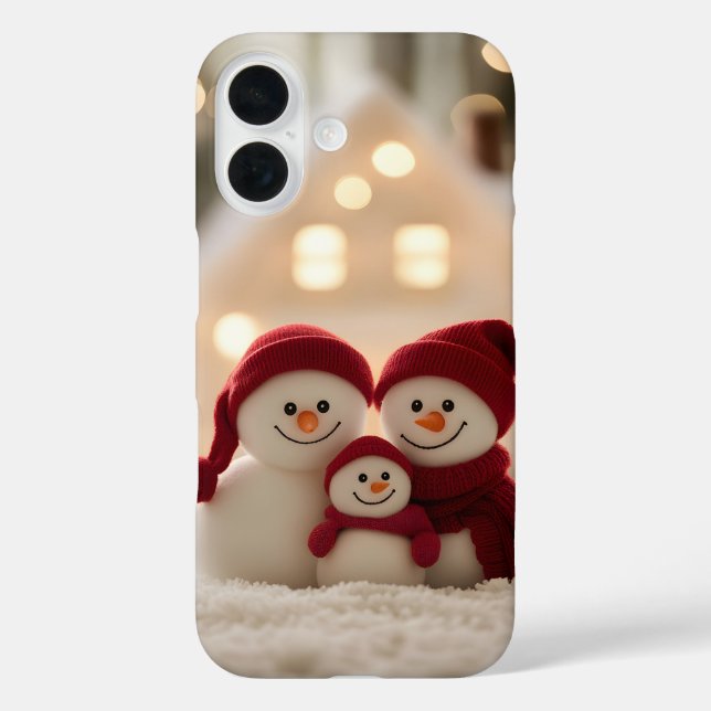 Funda iPhone 16 Cute Snowman Family Winter Christmas (Reverso )