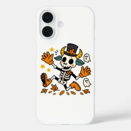 Funda iPhone 16 Cute Spooky Skeleton Goat with Top Hat
