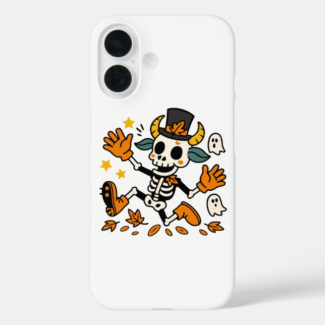 Funda iPhone 16 Cute Spooky Skeleton Goat with Top Hat  (Reverso )