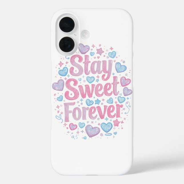 Funda iPhone 16 Cute "Stay Sweet Forever" Typography (Reverso )