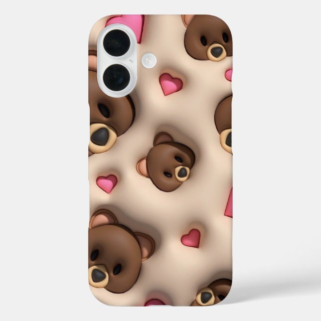 Funda iPhone 16 Cute Teddy Bear Heart iPhone Sticker (Reverso )