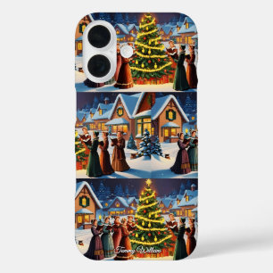 Funda iPhone 16 Cute Vintage Tradicional Elegante Feliz Navidad