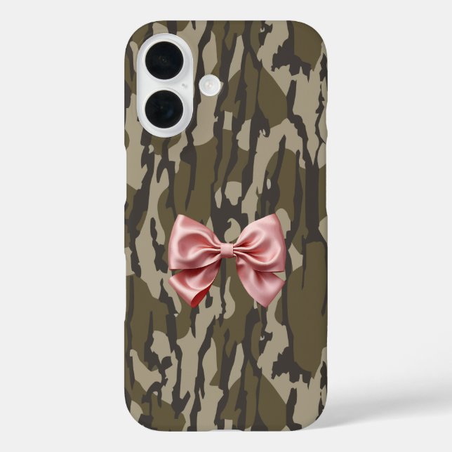 Funda iPhone 16 Cuto Bottomland Camo Estético Cinta Rosa Bow (Reverso )