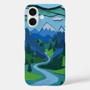 Funda iPhone 16 Cutout del valle del río Montaña
