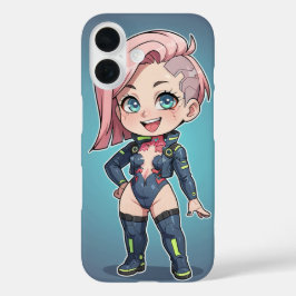 Funda iPhone 16 Cyberpunk Chibi Girl