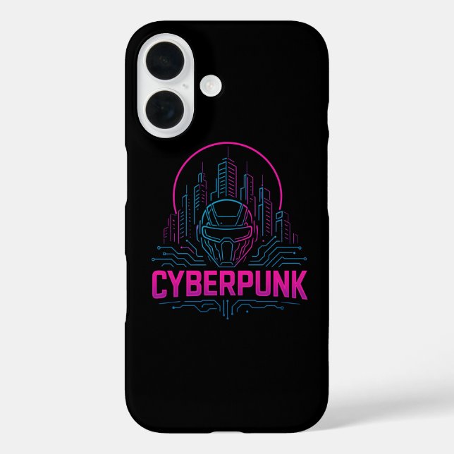 Funda iPhone 16 Cyberpunk Neon City Logo – Futuristic Tech Aesthet (Reverso )