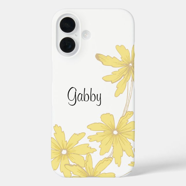 Funda iPhone 16 Daisies amarillos en blanco (Reverso )