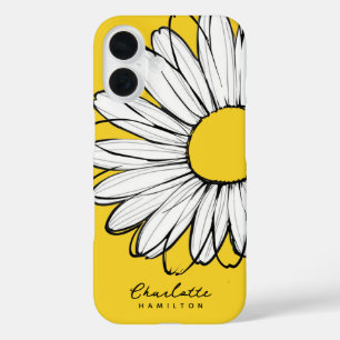 Funda iPhone 16 Daisy Flower Nombre personalizado