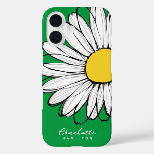 Funda iPhone 16 Daisy Flower Nombre personalizado