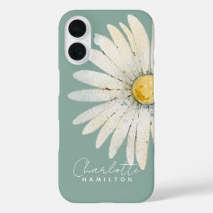 Funda iPhone 16 Daisy Flower Nombre personalizado