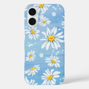 Funda iPhone 16 Daisy Resumen Sobre El Azul