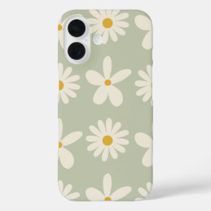 Funda iPhone 16 Daisy verde oliva - Floral de Cottagecore