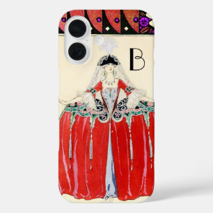 FUNDA iPhone 16 DAMA EN ROJO, BELLEZA DE MODA DE DISEÑO DE COSTUMB