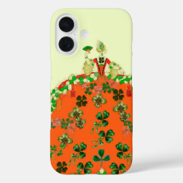 Funda iPhone 16 DAMA NARANJA Y SHAMROCKS Fashion Day