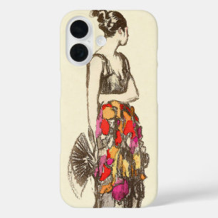 Funda iPhone 16 Dama Vintage de Moda con un Vestido de Primavera