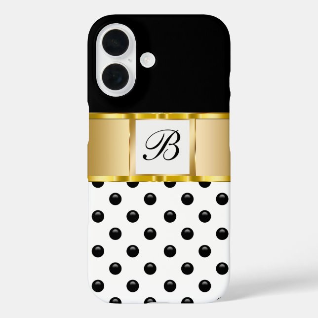 Funda iPhone 16 Damas Elegantes Chicas Monograma Brillo (Reverso )