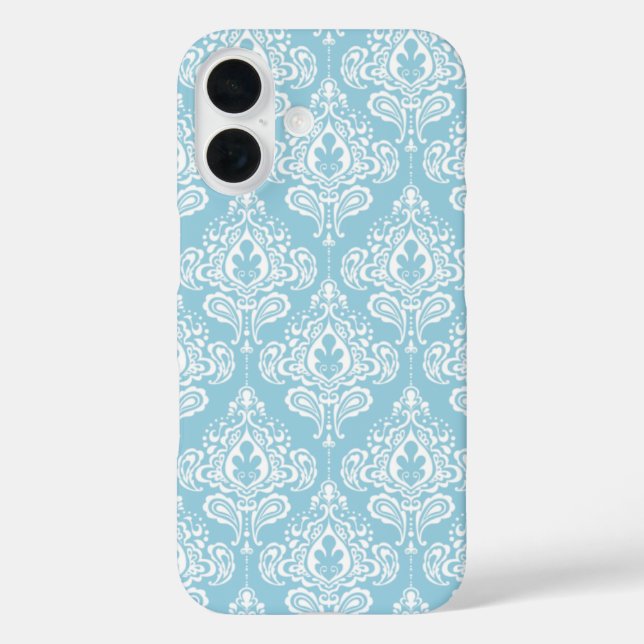 Funda iPhone 16 Damasco azul (Reverso )