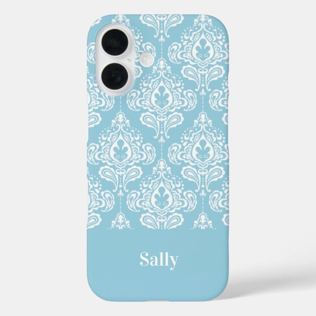Funda iPhone 16 Damasco azul (Reverso )