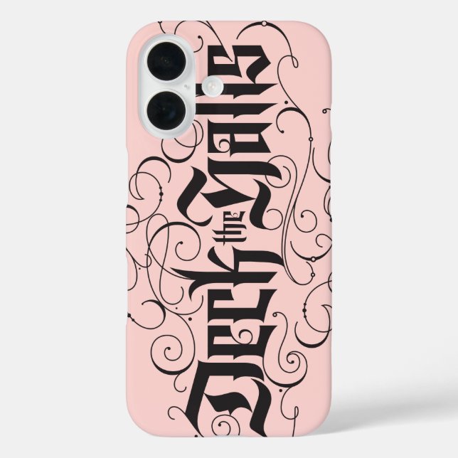Funda iPhone 16 Deck the Halls Moderna Lettering Rubor Pink Black (Reverso )