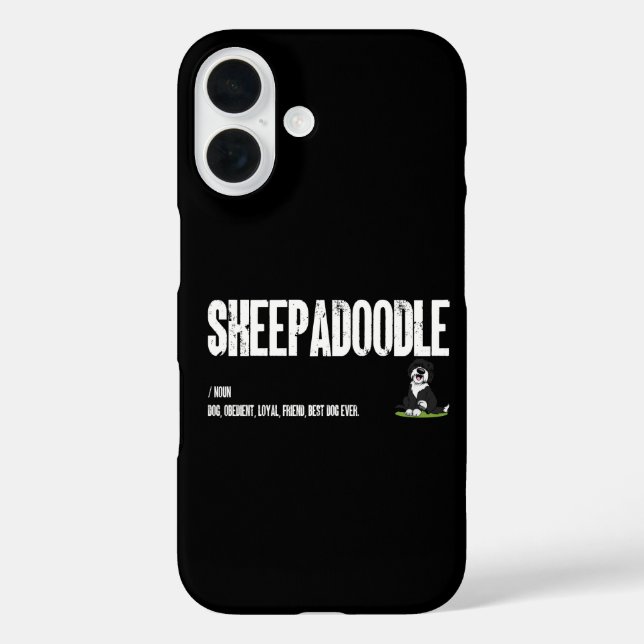 Funda iPhone 16 Definición de perro Sheepadoodle, regalos de susta (Reverso )