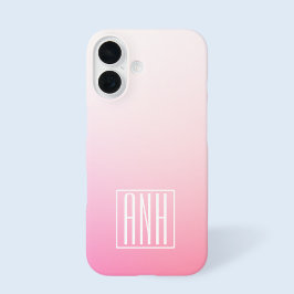 Funda iPhone 16 Degradado de rosas desvanecidas y sus iniciales