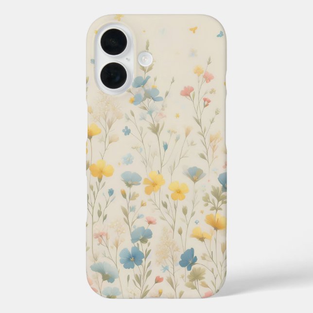 Funda iPhone 16 Delicado arte de la pradera de flores silvestres (Reverso )
