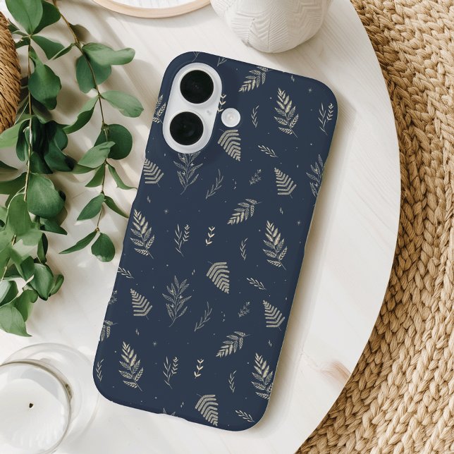 Funda iPhone 16 Delicado patrón de hojas botánicas neutrales (Subido por el creador)