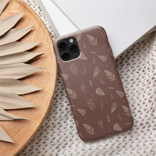 Funda iPhone 16 Delicado patrón de hojas botánicas neutrales