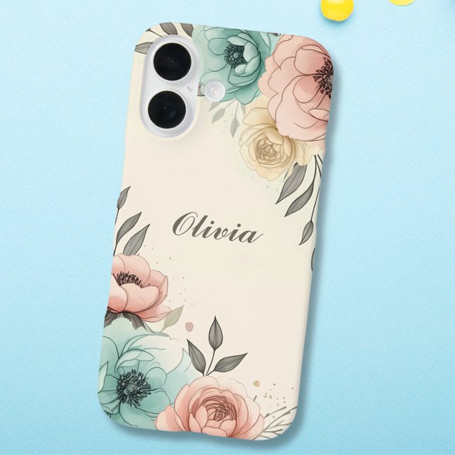 Funda iPhone 16 Delicados Flores Sketchy Acuarela  (Subido por el creador)