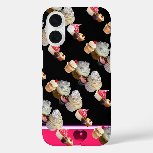 Funda iPhone 16 DELICIOSOS CUPCAKES DESIERTOS TIENDA, rosa, fuchsi (Reverso )