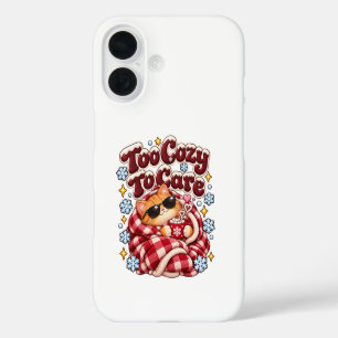 Funda iPhone 16 Demasiado Acogedor Para Importar Divertido Gato De