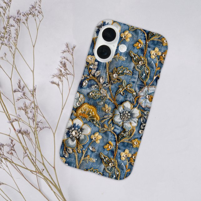 Funda iPhone 16 Denim Azul Barroso De Flora Blanca Girona (Subido por el creador)