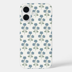 Funda iPhone 16 Denim Polvoriento y Botánico Costero de Melocotón