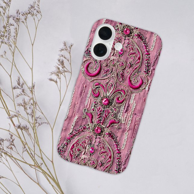 Funda iPhone 16 Denim rosa de piedra rosada de un país ridículamen (Subido por el creador)
