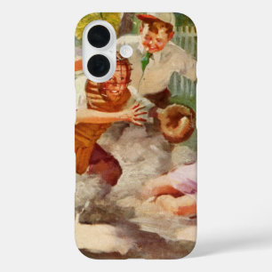 Funda iPhone 16 Deportes Antiguos, Niños Juegan Béisbol con Palo