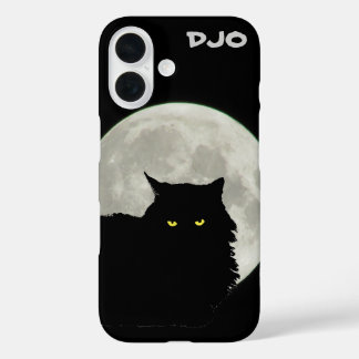 Funda iPhone 16 Descanso de gato negro de la luna llena