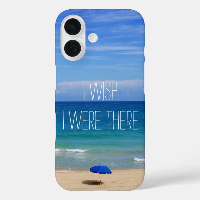 Funda iPhone 16 Desearía Estar Allí - Paraguas Blue Beach (Reverso )