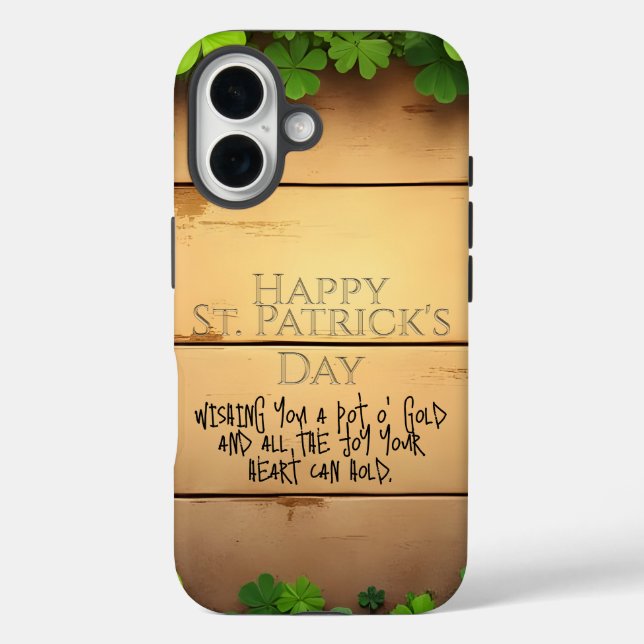 Funda iPhone 16 Deseos Afortunados de San Patricio 🍀 (Reverso )