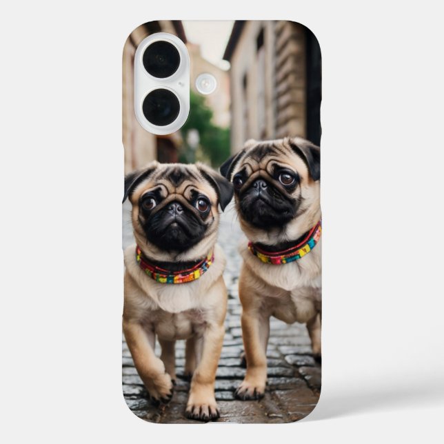 Funda iPhone 16 Desfile de Pug (Reverso )