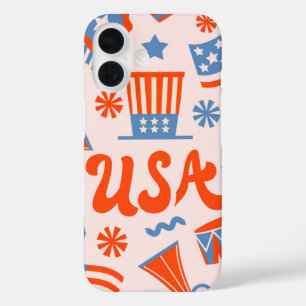 Funda iPhone 16 Desfile Retro USA - 4 de julio
