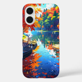 Funda iPhone 16 Deslumbramiento del lado del río otoñal