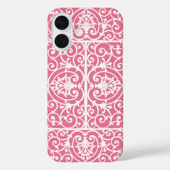 Funda iPhone 16 Desplazamiento rosa y blanco (Reverso )