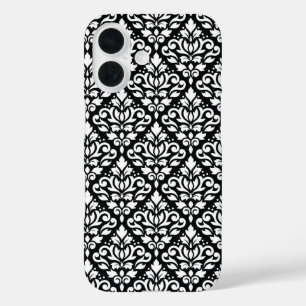 Funda iPhone 16 Desplazar la máscara blanca sobre el patrón negro