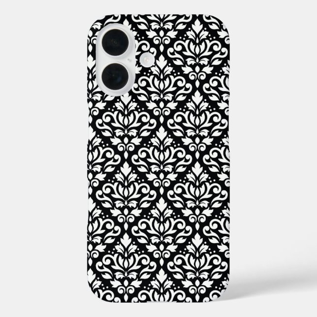 Funda iPhone 16 Desplazar la máscara blanca sobre el patrón negro (Reverso )