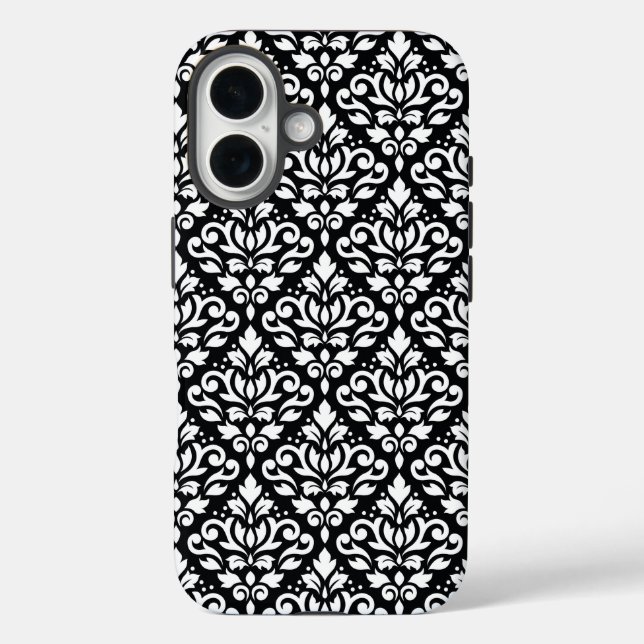 Funda iPhone 16 Desplazar la máscara blanca sobre el patrón negro (Reverso )