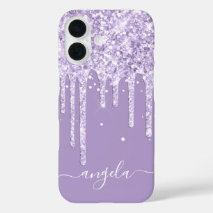 Funda iPhone 16 Destellos de Purpur Glitter Pálido Firma Glam